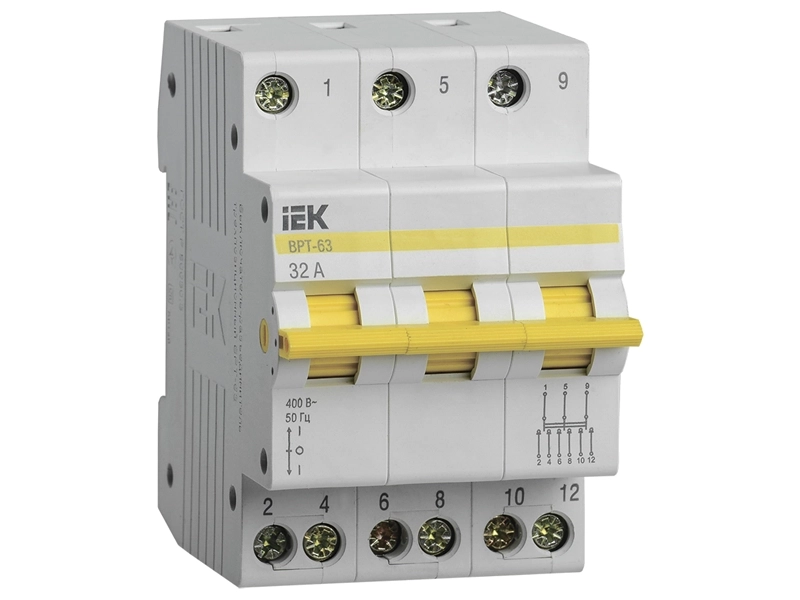 Выключатель-разъединитель трехпозиционный ВРТ-63 3P 32А, IEK MPR10-3-032 (1 шт.)