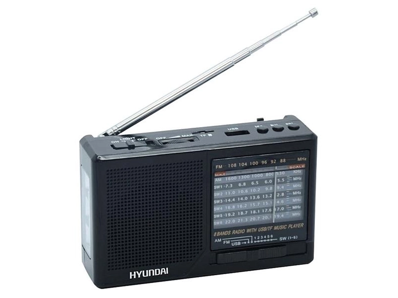 Радиоприемник Hyundai H-PSR140 черный USB microSD