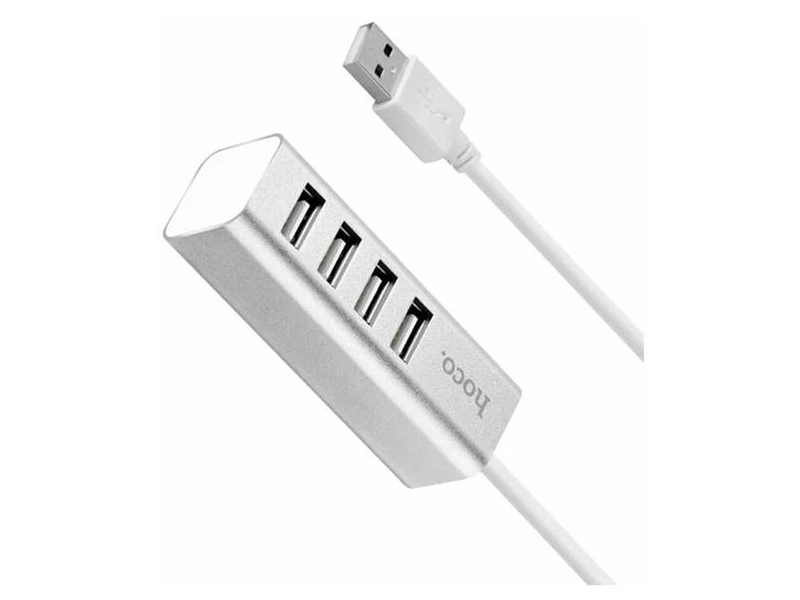 Переходник HOCO HB1 USB HUB на 4 порта, серый