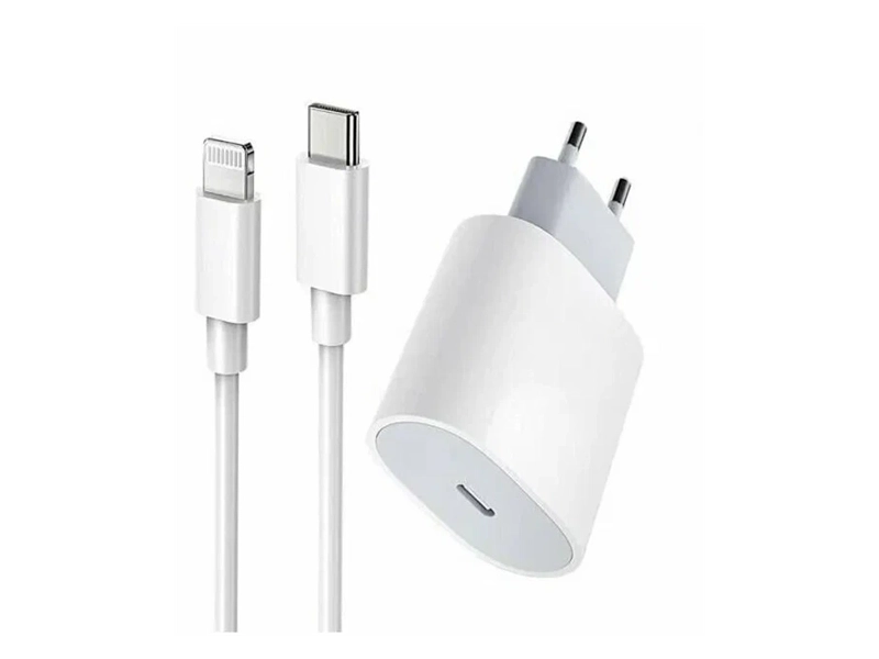 Комплект Premium: быстрое сетевое зарядное устройство для Apple IPhone/IPad/Air Pods 20W с кабелем Type-C - Lightning