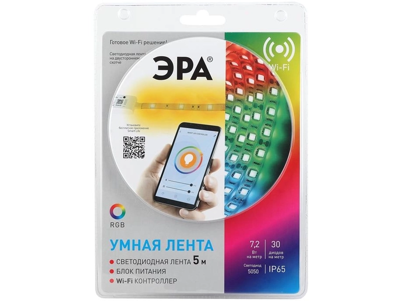 ЭРА Комплект светодиодной ленты 5050-30-RGB-IP65-Wifi-5m (12V) (4/32/192)