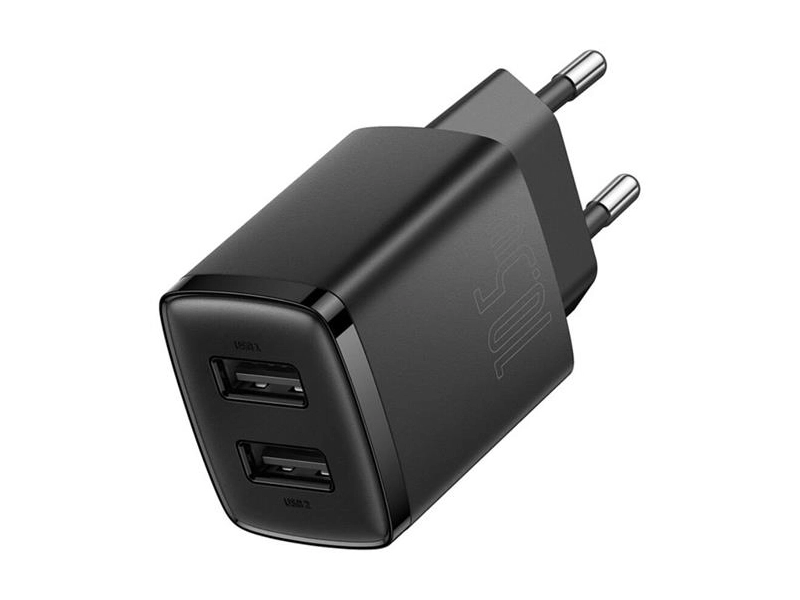 Сетевое зарядное устройство Baseus Compact Charger 2*USB 10.5W, Черный, CCXJ010201