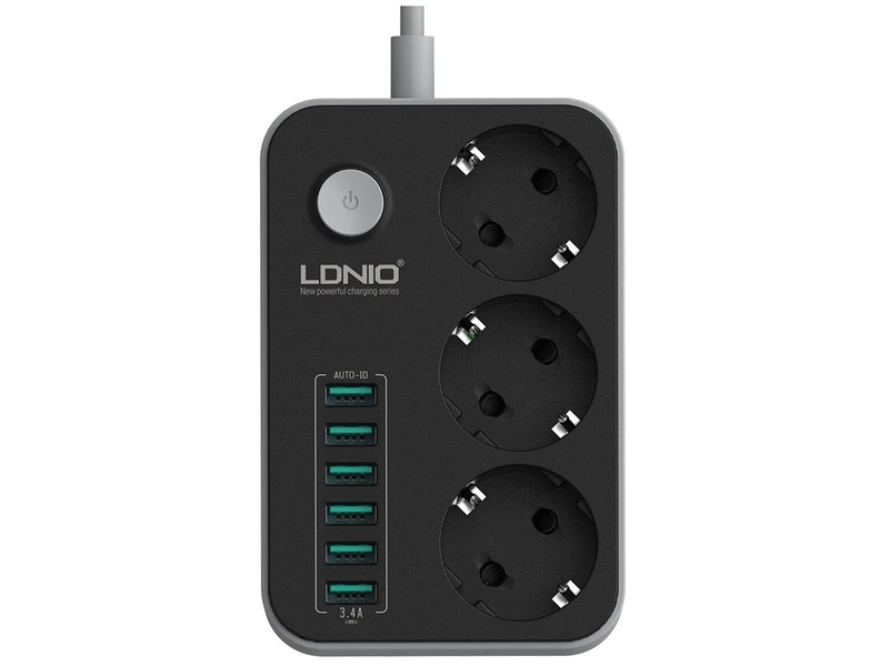 Сетевой фильтр LDNIO SE3631 (3 розетки, 6xUSB 3.4A, 1.6m) LD_B4439, 1шт.