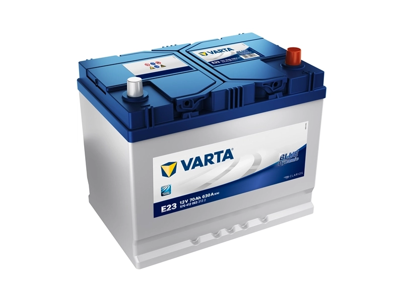 Аккумулятор автомобильный Varta Blue Dynamic Asia E23 70 А/ч 630 A обр. пол. Азия авто (260x175x220) 570412 с бортиком