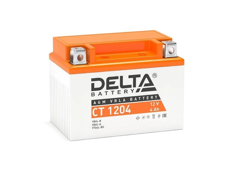Аккумулятор для мототехники Delta CT 1204 аккумуляторная батарея для мотоцикла 12V 4Ah