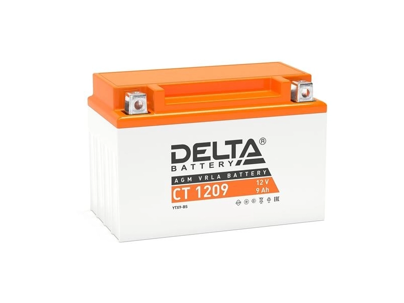 Аккумулятор для мототехники Delta CT 1209 (12V / 9Ah) (YTX9, YTX9-BS)