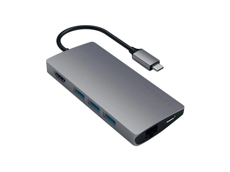 USB-концентратор Satechi Aluminum Multi-Port Adapter 4K with Ethernet V2, разъемов: 6, space gray