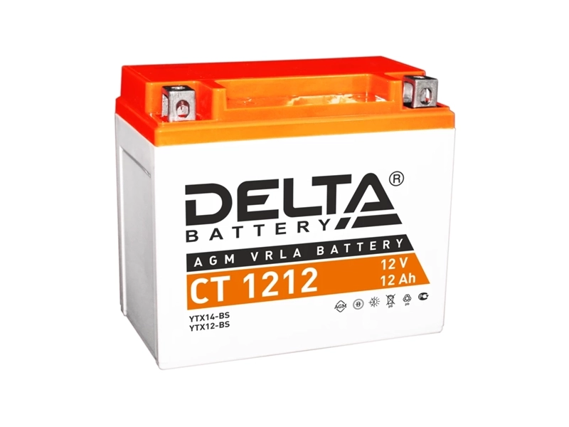 Аккумулятор для мототехники Delta CT 1212 (12V / 12Ah) (YTX12-BS,YTX14-BS)