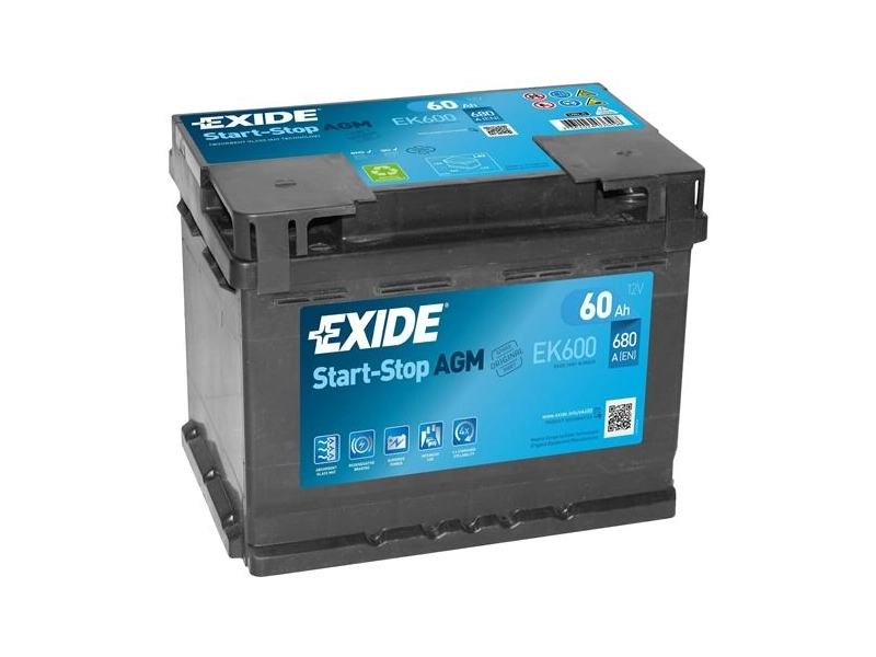 Аккумулятор Exide EK600 AGM Start-Stop 60 Ач 680А
