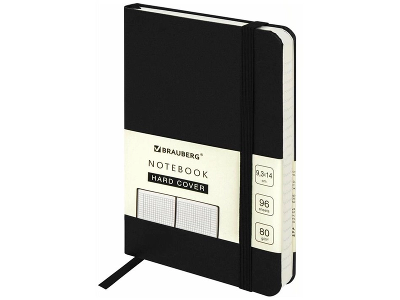 Бизнес-блокнот / записная книжка мужской / женский Малый Формат А6 (93х140 мм) Brauberg Ultra, балакрон, 80 г/м2, 96 л., клетка, черный