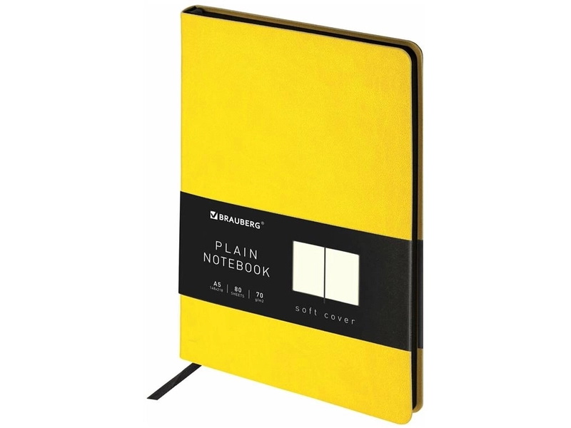 Бизнес-блокнот / записная книжка мужской / женский А5 (148x218 мм), Brauberg Metropolis Mix, под кожу, 80 л., без линовки, желтый
