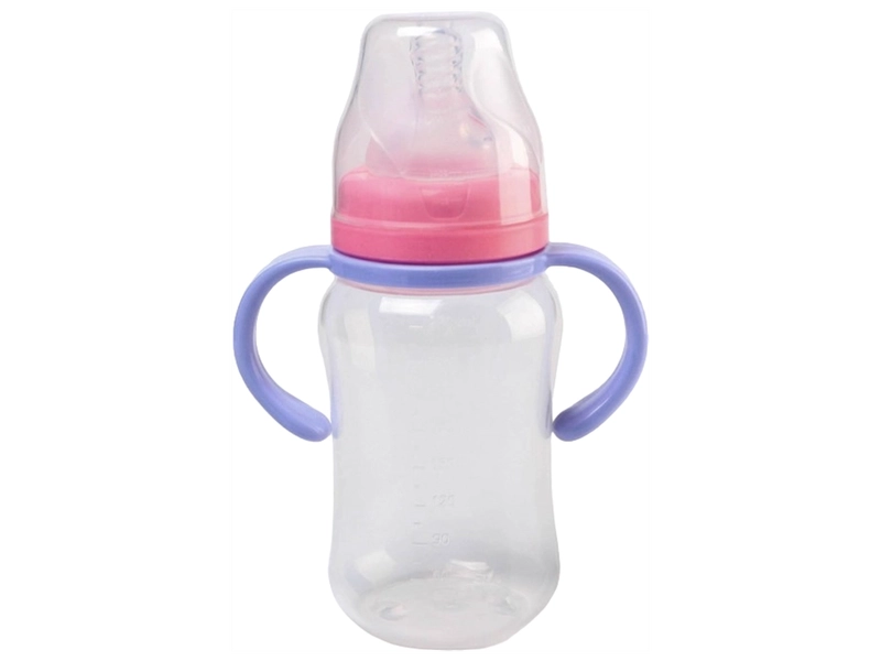 Бутылочка для кормления, широкое горло, 270 мл, с ручками, бирюзовый/розовый