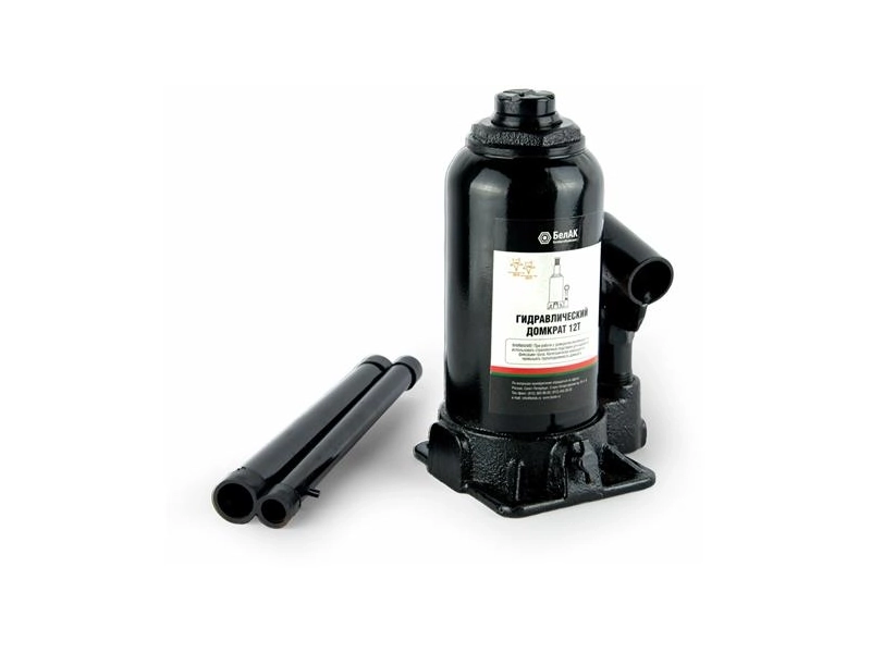 Домкрат бутылочный гидравлический БелАК БАК.00046 (12 т) черный