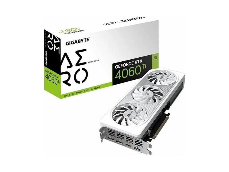 Видеокарта GIGABYTE NVIDIA GeForce RTX 4060TI Aero [GV-N406TAERO OC-8GD] 8ГБ, GDDR6, OC, Ret
