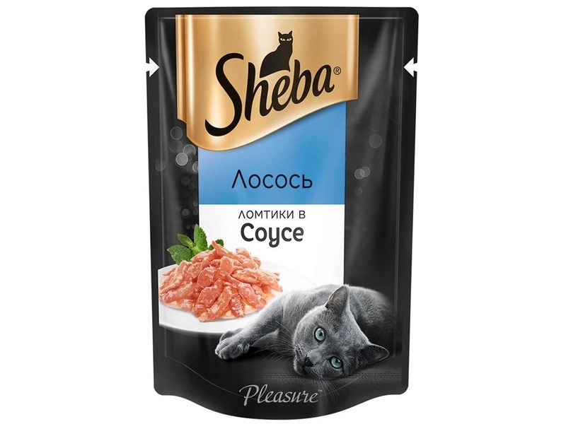 Sheba влажный корм для кошек, ломтики с лососем в соусе (28шт в уп) 75 гр