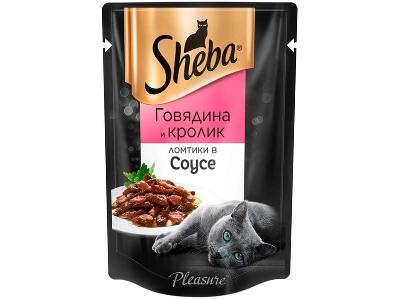 Влажный корм для кошек Sheba® Ломтики в соусе с говядиной и кроликом, 28 шт по 75г