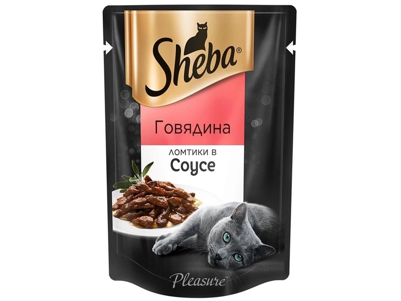 Влажный корм для кошек Sheba® Ломтики в соусе с говядиной, 28 шт по 75г