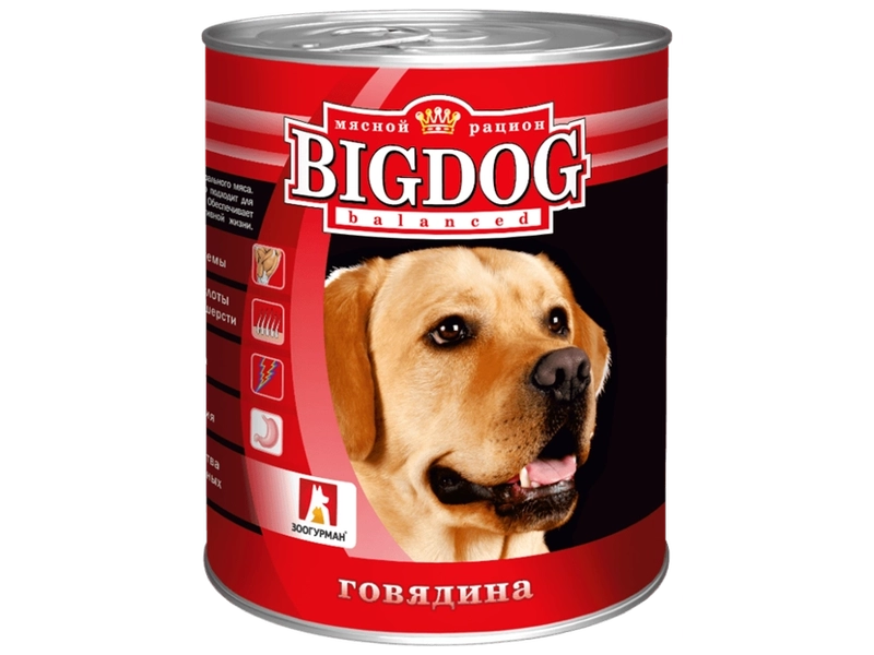 Влажный корм для собак Зоогурман"BIG DOG" Говядина ж/б 850гр х 9шт.