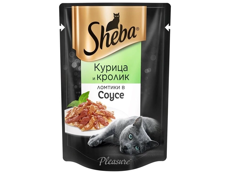 Влажный корм для кошек Sheba® Ломтики в соусе с курицей и кроликом, 28 шт по 75г