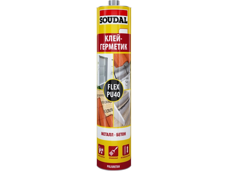 Полиуретановый герметик Soudal Flex PU40 серый, 300 мл