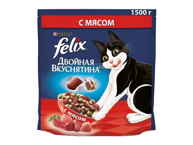 Сухой корм Felix® Двойная Вкуснятина® для взрослых кошек, с мясом 1.3 кг