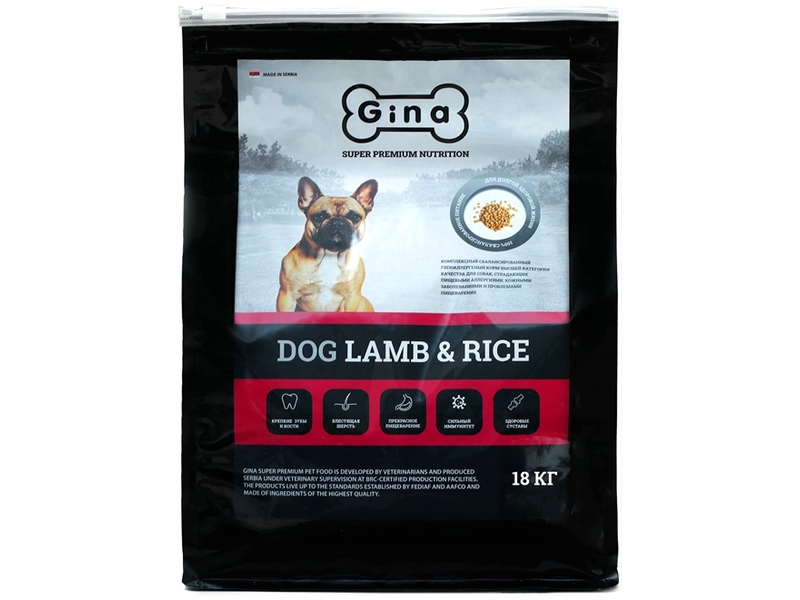 Корм для собак сухой Gina Dog Lamb & Rice ягненок, рис, 1 кг