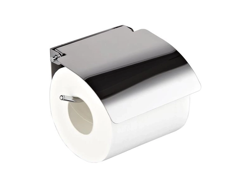 HAIBA Держатель для туалетной бумаги с крышкой настенный металлический, хром