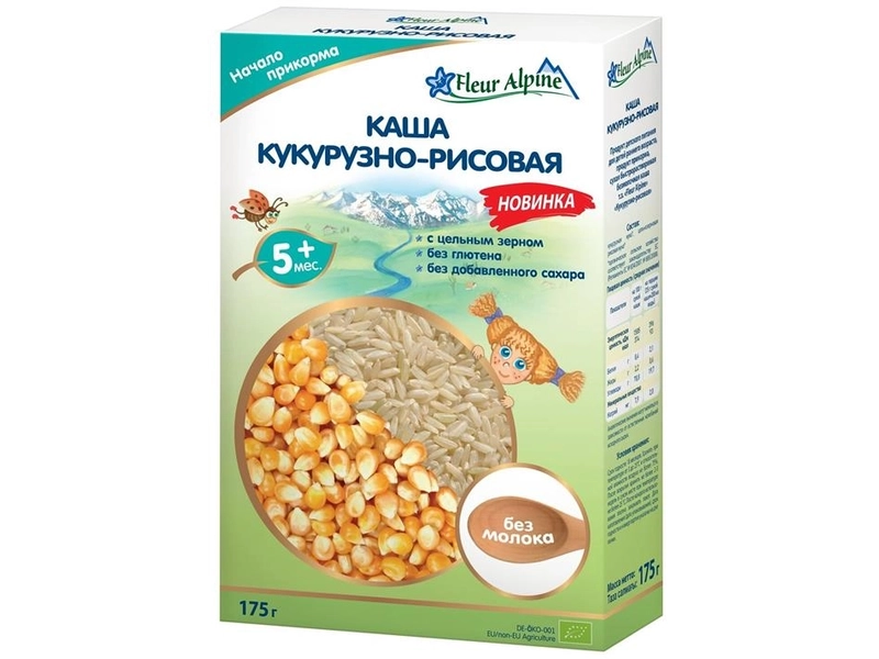 Каша безмолочная детская Fleur Alpine кукурузно-рисовая, с 5 месяцев, 175 гр