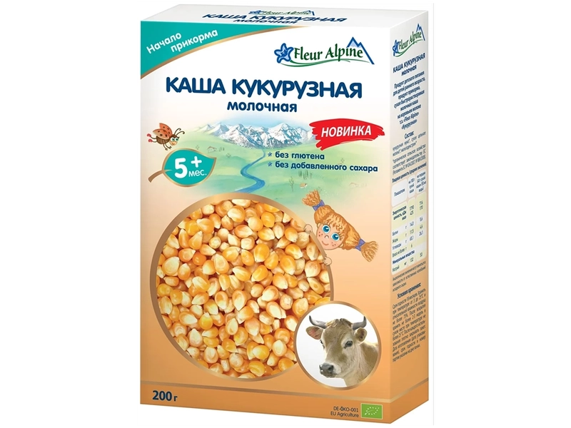 Каша молочная детская Fleur Alpine кукурузная, с 5 месяцев, 200 гр