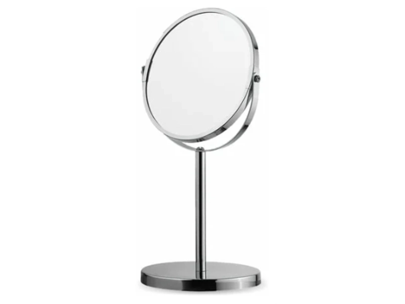 Зеркало косметическое настольное круглое, диаметр 17 см, двустороннее с увеличением, BRABIX, 602852
