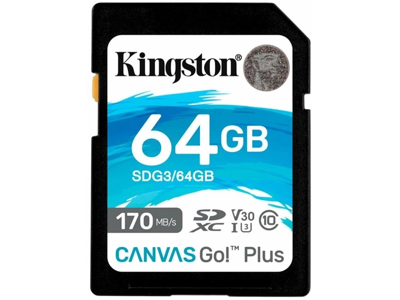 Карта памяти 128GB Kingston SDG3/128GB SDXC, UHS-I Class U3 V30, чтение: 170Мб/с, запись: 90Мб/с