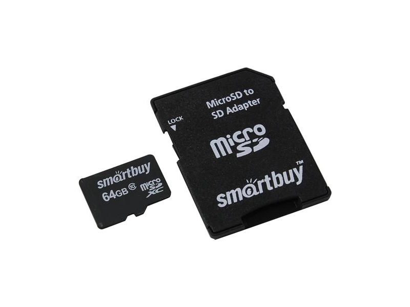 micro SDXC карта памяти Smartbuy 64GB Class 10 (с адаптером) LE