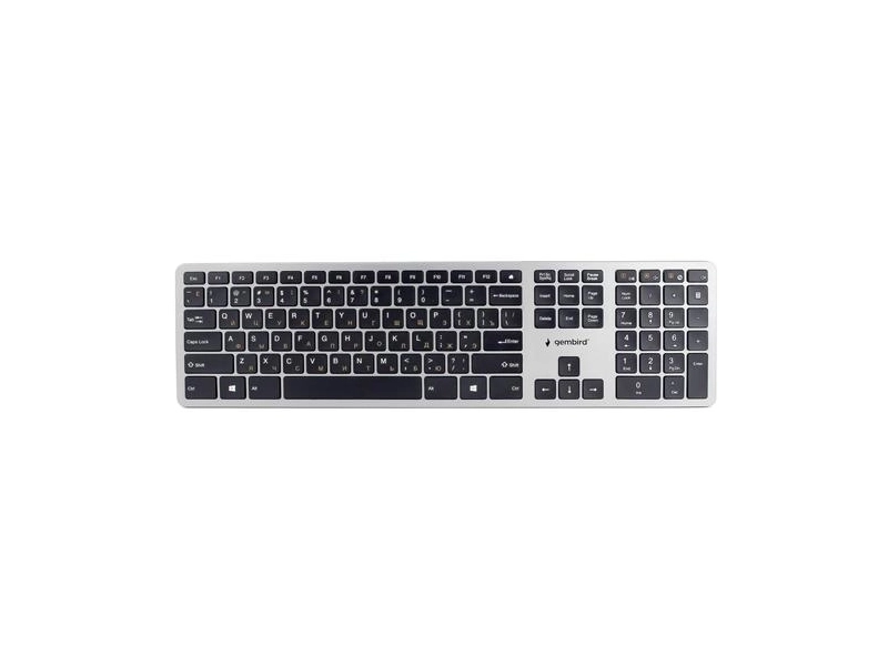 Беспроводная клавиатура Gembird KBW-3 109 клавиш, ножничный механизм, бесшумная - металлик