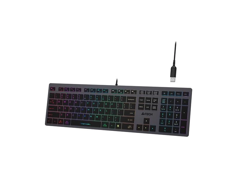 Клавиатура A4Tech Fstyler FX60H USB Slim Multimedia LED Grey-Neon