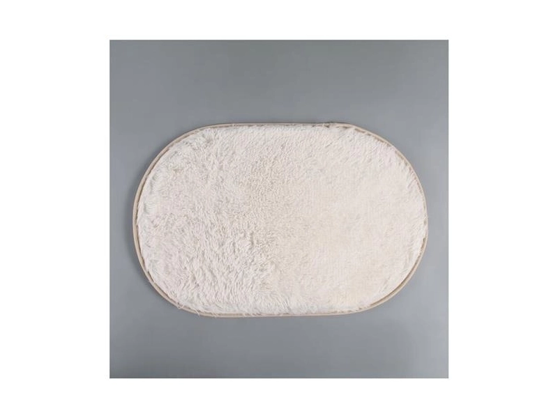 Коврик для ванной овальный Доляна «Пушистик», 38×59 см, цвет белый