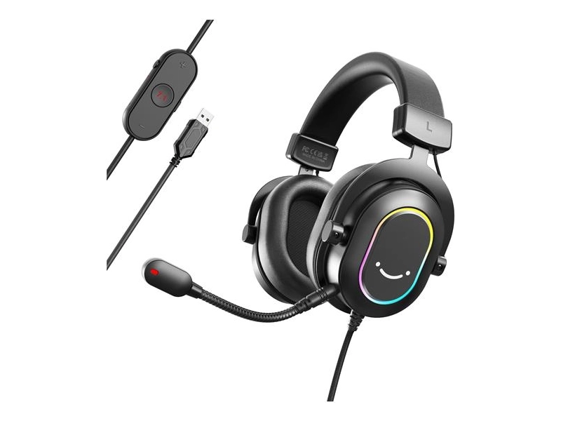 Игровая компьютерная гарнитура Fifine H6 Gaming Headsets с RGB подсветкой (Black) / объемный звук 7.1