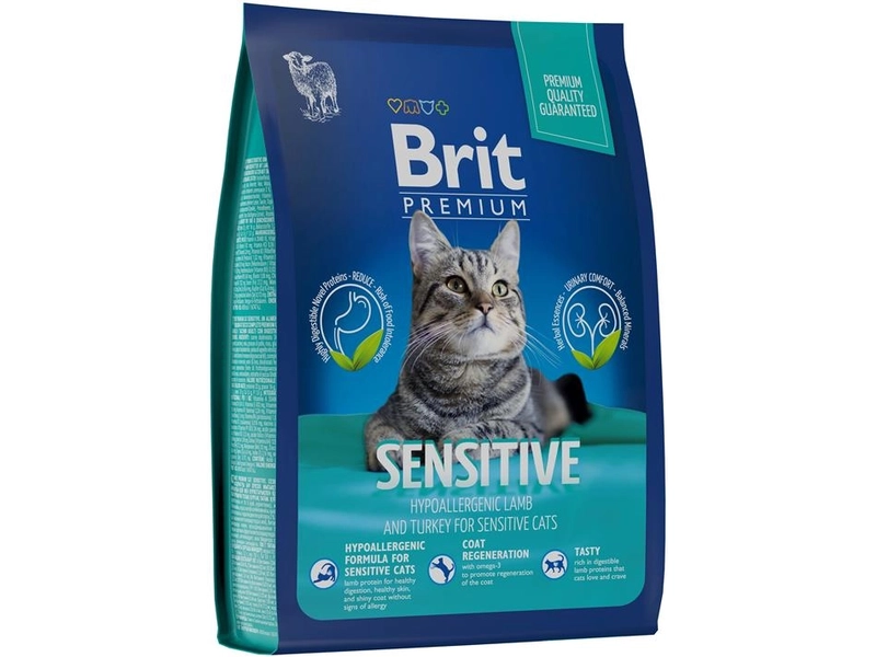 BRIT PREMIUM, Сухой корм с ягненком и индейкой для кошек "Cat Sensitive", 2кг