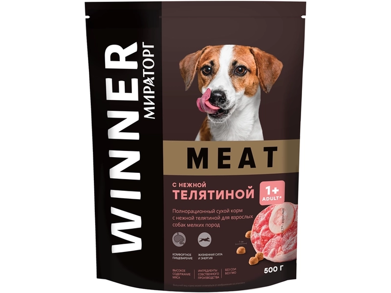 Мираторг Meat Сухой корм с нежной телятиной для собак мелких пород пакет, 500 гр