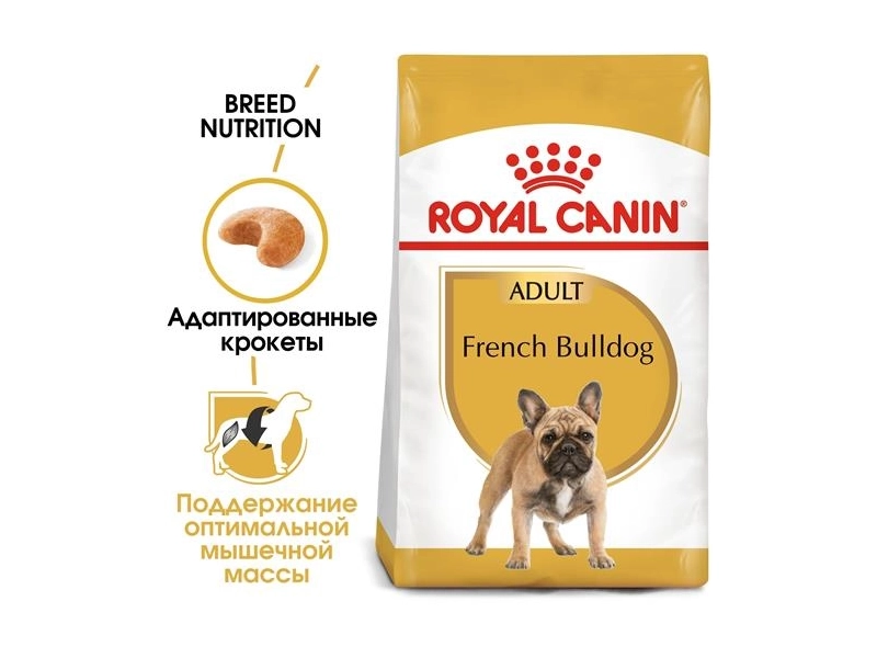 Корм для взрослых собак Royal Canin French Bulldog Adult (Французский Будьдог Эдалт) сухой для породы Французский Бульдог от 12 месяцев, 3 кг