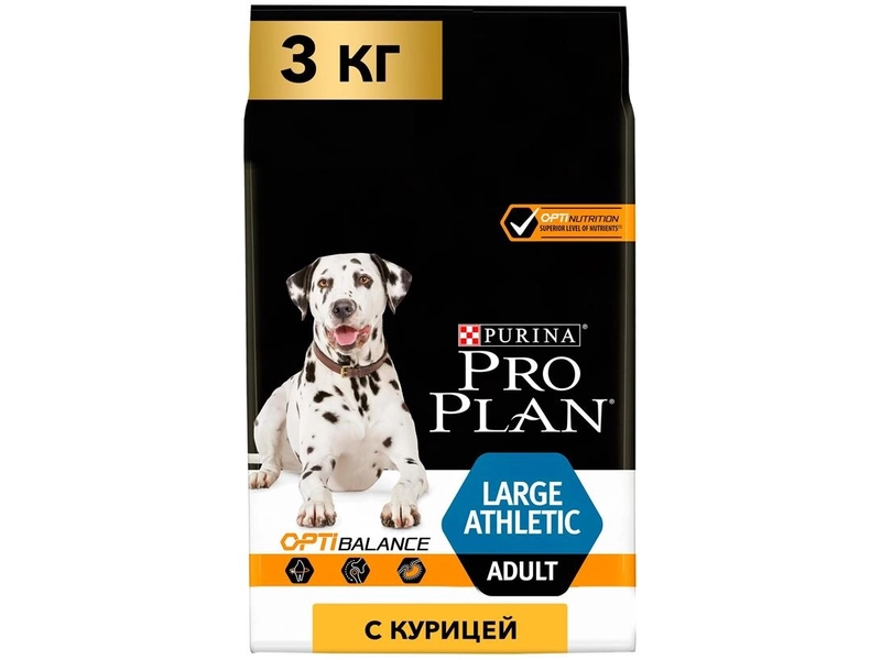 Pro Plan корм для крупных и взрослых собак атлетического телосложения, курица и рис 14 кг