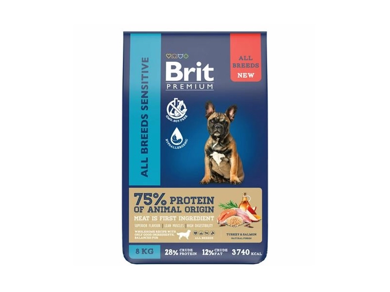 Корм Brit Premium Dog Sensitive для собак для чувствительного пищеварения с индейкой и лосось 3 кг