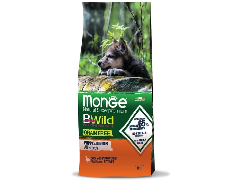 Сухой корм для щенков Monge BWILD Feed the Instinct, утка, с картофелем 1 уп. х 1 шт. х 2.5 кг