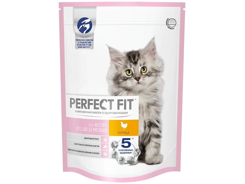 Cухой полнорационный корм PERFECT FIT™ для котят от 2 до 12 месяцев, с курицей, 1.2кг