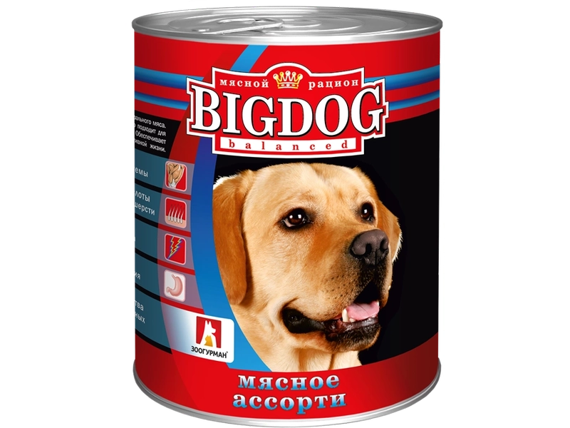 Влажный корм для собак Зоогурман "BIG DOG" Мясное ассорти ж/б 850гр х 9шт.