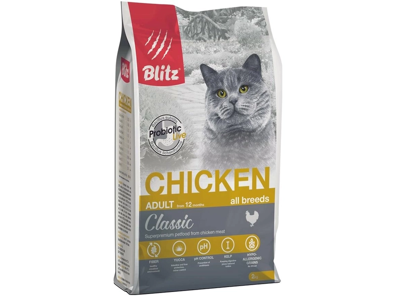 Корм для кошек сухой с курицей BLITZ ADULT CATS CHICKEN, 0,4кг