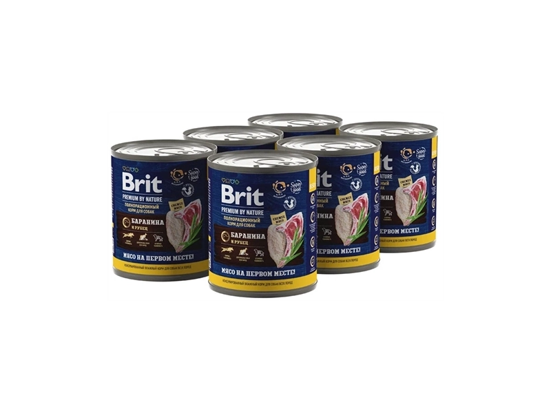 Консервы для собак Brit Premium by Nature Баранина с рубцом, упаковка 6 * 850г