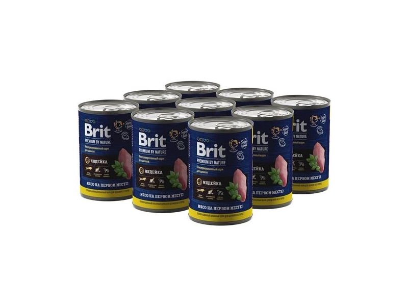 Консервы для щенков всех пород Brit Premium by Nature, индейка, 410 гр*9 шт