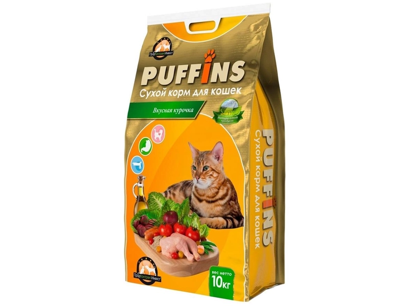 Сухой корм для кошек Puffins Сухой корм для кошек Вкусная Курочка 400 г