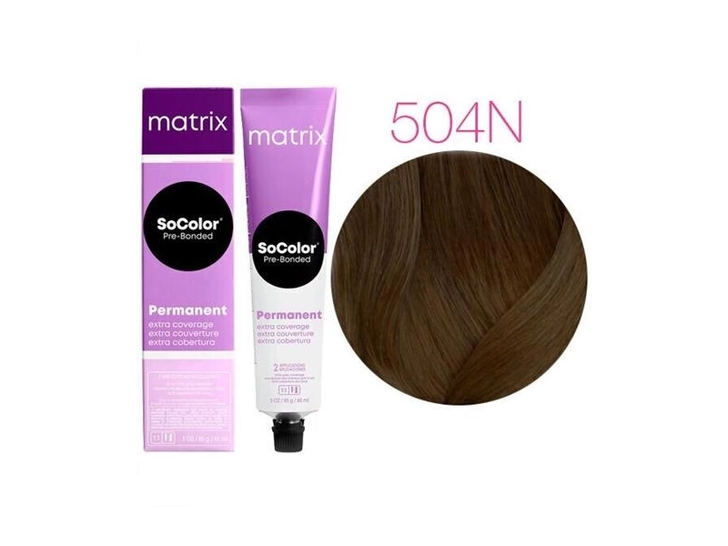 Перманентный краситель MATRIX SoColor Pre-Bonded Натуральные оттенки, 90 мл 505N светлый шатен 100% покрытие седины