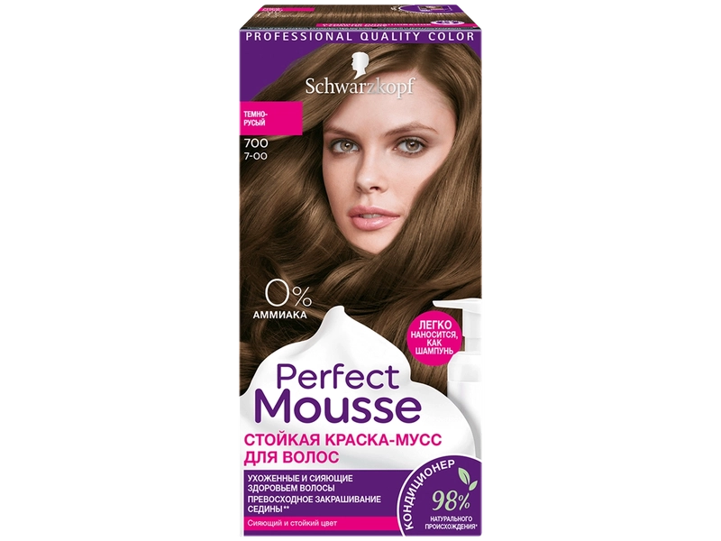 Перфект Мусс (Perfect Mousse) Стойкая краска-мусс 700 Темно-русый 35 мл 1 шт